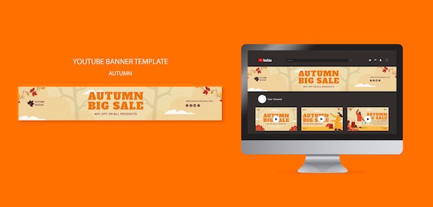 Flat design autumn sale template