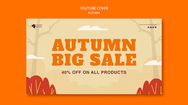 Free PSD flat design autumn sale template