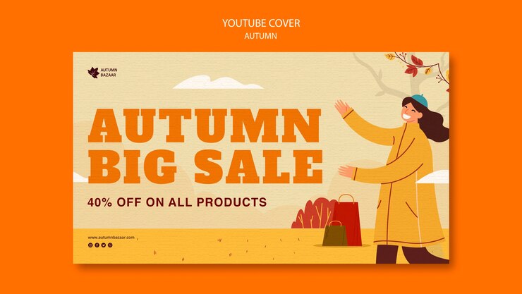 Free PSD flat design autumn sale template