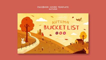 Flat design autumn season facebook cover