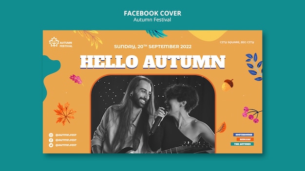 Free PSD flat design autumn season template