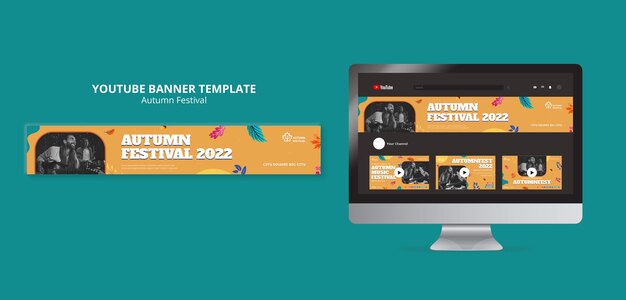 Free PSD flat design autumn season template