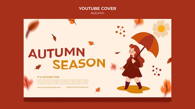 Free PSD flat design autumn season template