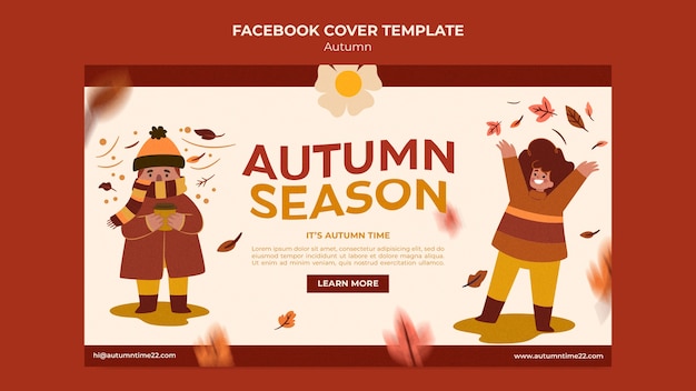 Free PSD flat design autumn season template