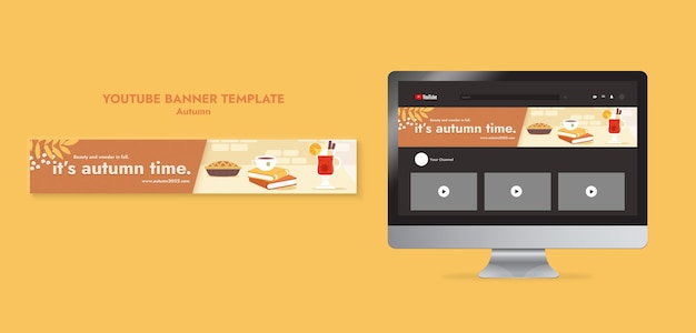 Free PSD flat design autumn season template