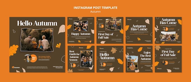 Flat design autumn template