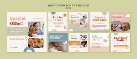 Free PSD flat design baby shop instagram posts