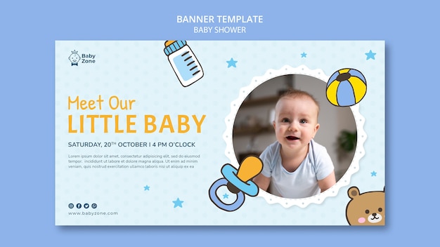 Flat design baby shower banner template