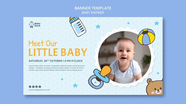 Flat design baby shower banner template