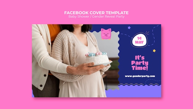 Free PSD flat design baby shower facebook cover