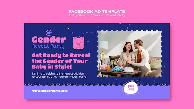 Flat design baby shower facebook template