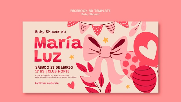 Free PSD flat design baby shower facebook template