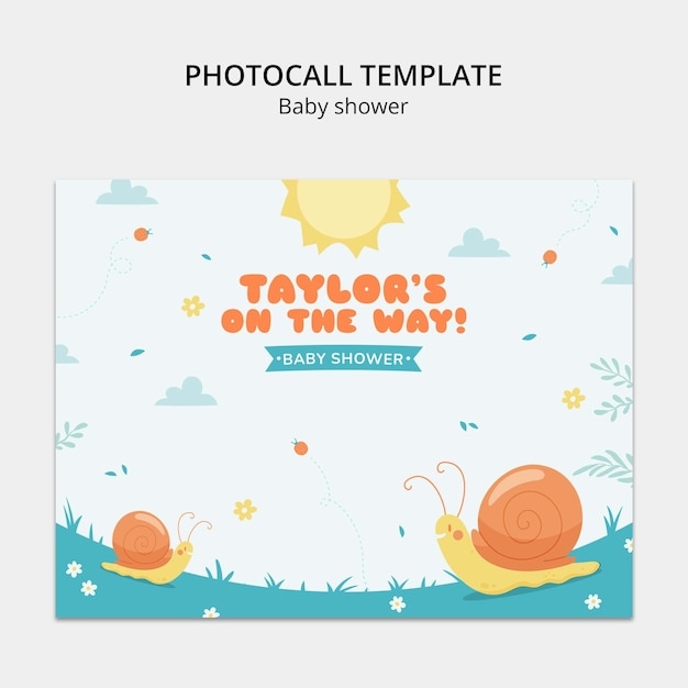 Flat design baby shower photocall template