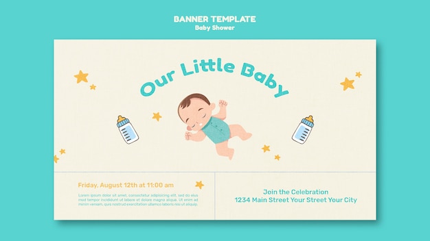 Free PSD flat design baby shower template banner design