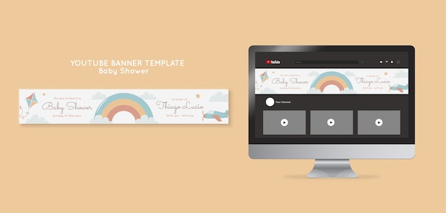 Flat design baby shower youtube banner