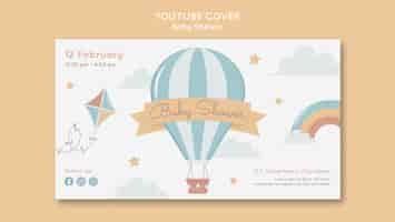 Free PSD flat design baby shower youtube cover