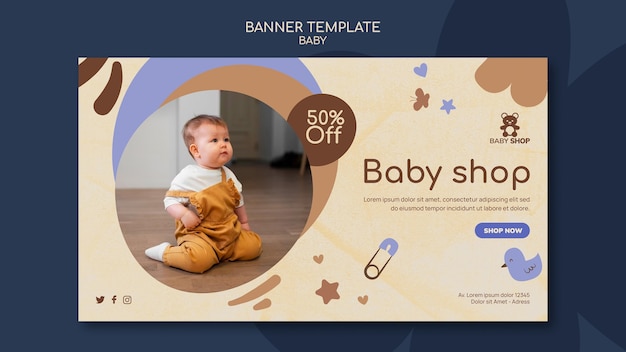 Free PSD flat design baby store landing page