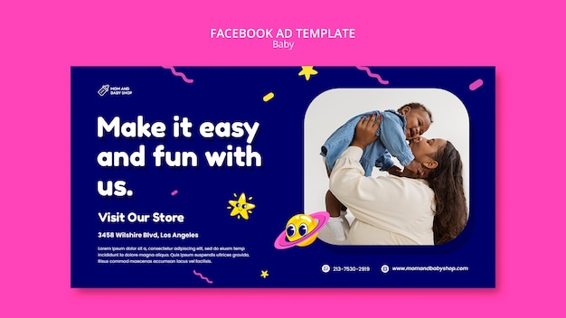 Free PSD flat design baby template