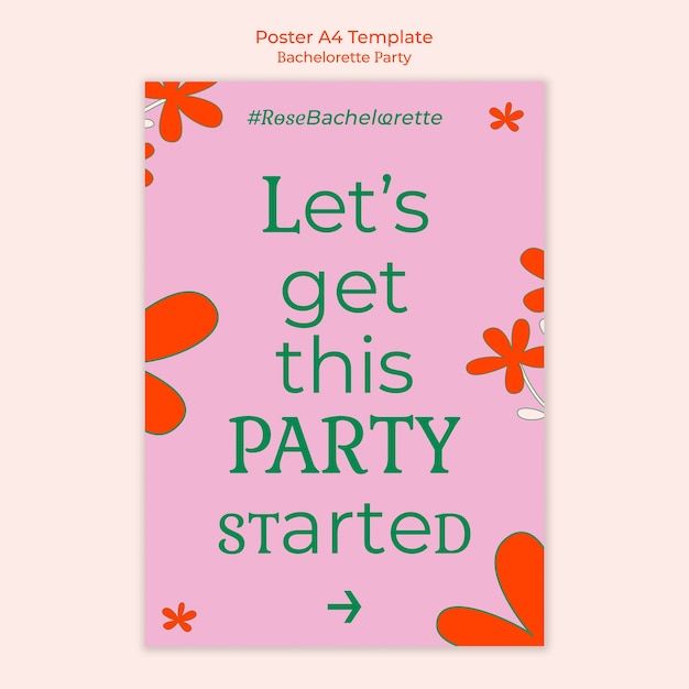 Flat design bachelorette party poster template