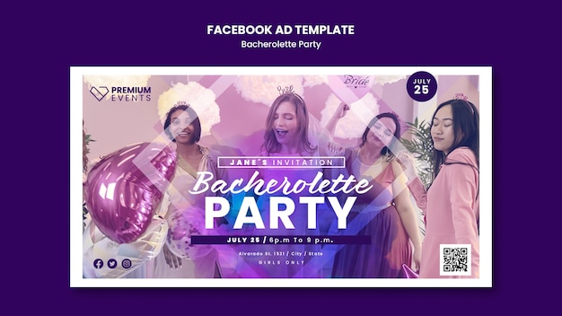 Free PSD flat design bachelorette party template