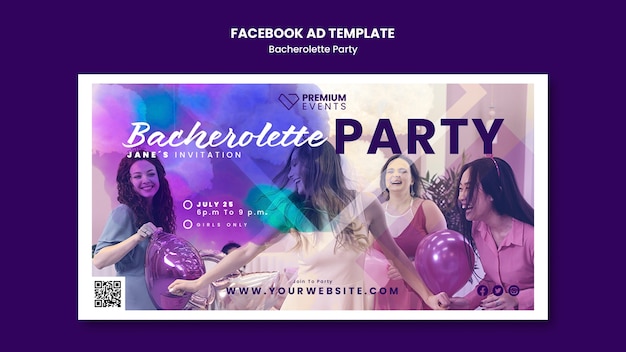 Free PSD flat design bachelorette party template