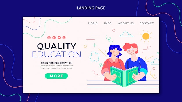 Free PSD flat design back to school landing page