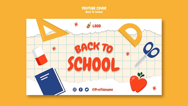 Free PSD flat design back to school  template