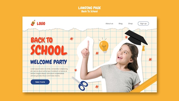 Free PSD flat design back to school  template