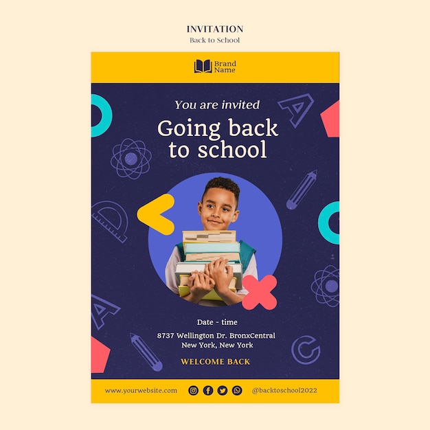 Free PSD flat design back to school template