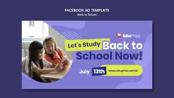 Free PSD flat design back to school template