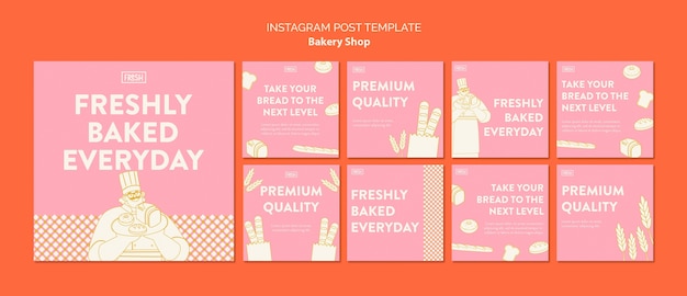 Free PSD flat design bakery template