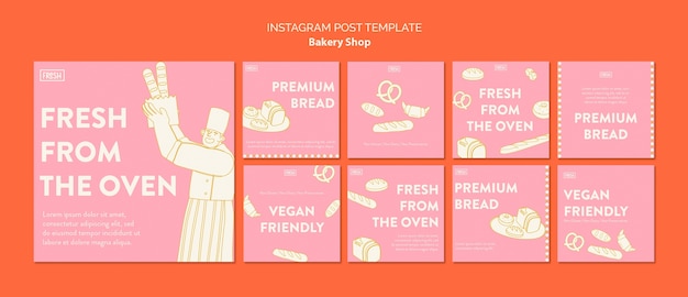 Free PSD flat design bakery template