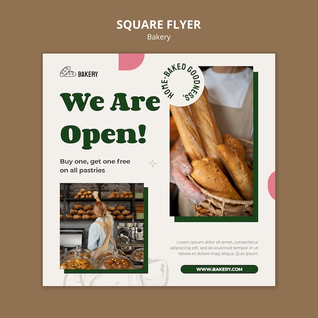 Free PSD flat design bakery template