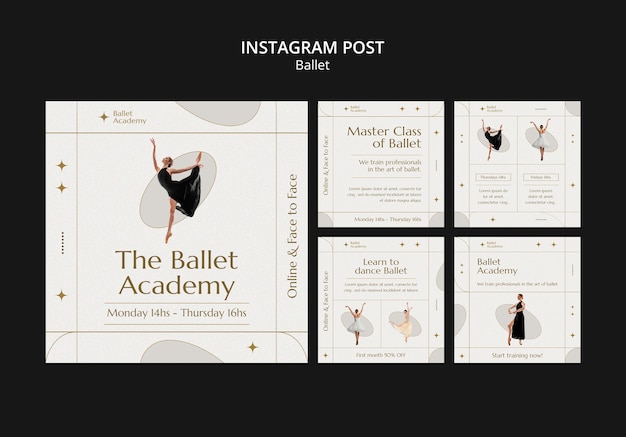 Free PSD flat design ballet design template