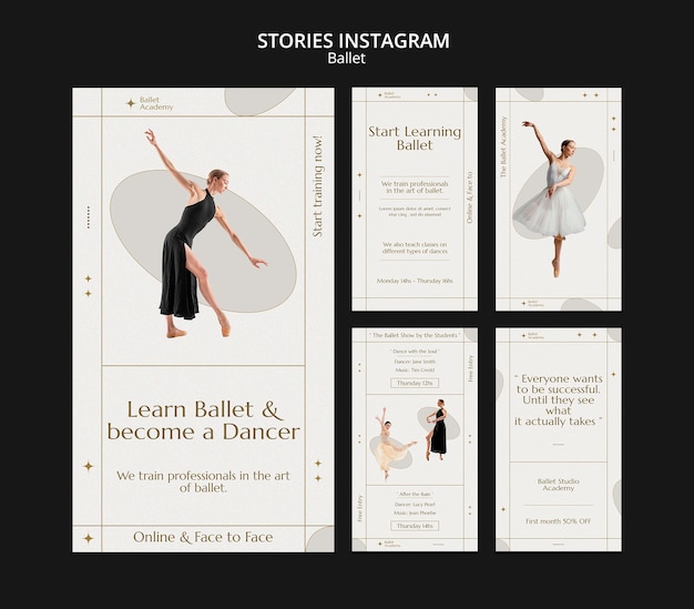 Free PSD flat design ballet design template