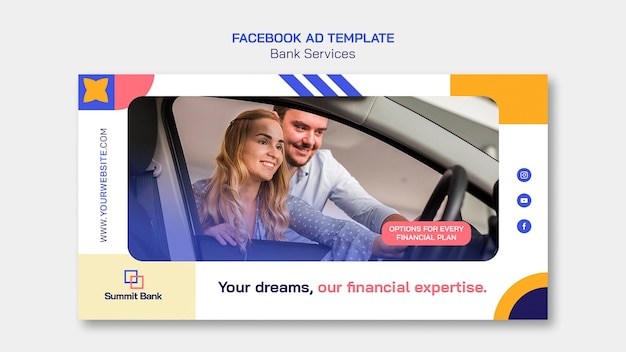 Free PSD flat design bank services facebook template