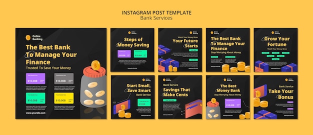 Free PSD flat design bank services template