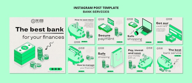 無料PSD フラットなデザインの銀行サービス テンプレート