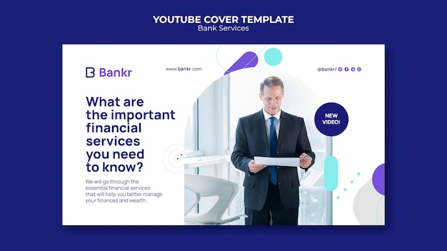 Flat design bank services youtube cover
