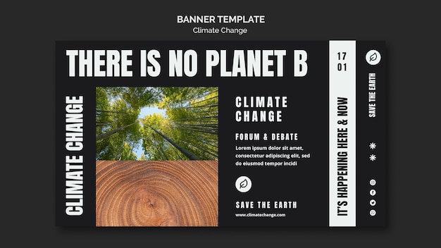 Бесплатный PSD Плоский дизайн баннера изменение климата