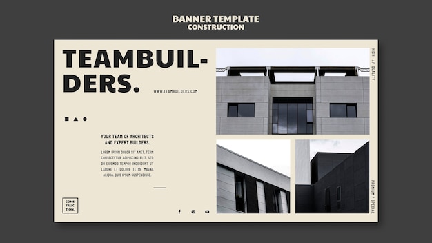 Free PSD flat design banner construction template