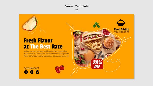 Flat design banner food template