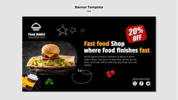 Free PSD flat design banner food template