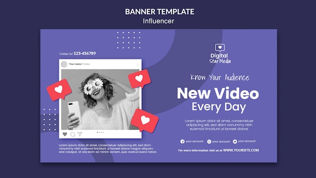 Free PSD flat design banner influencer design template