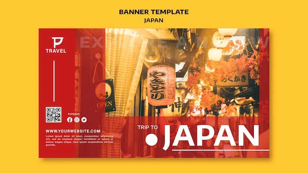 Free PSD flat design banner japan template