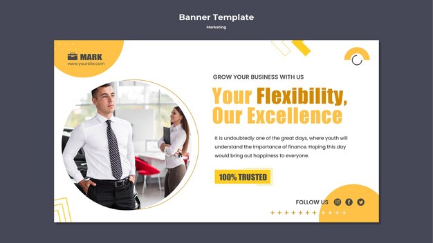 Flat design banner marketing template