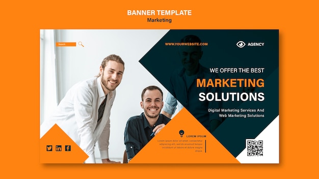 Flat design banner marketing template