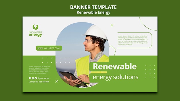 Free PSD flat design banner for renewable energy design