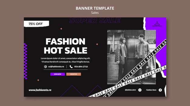 Free PSD flat design banner sale template