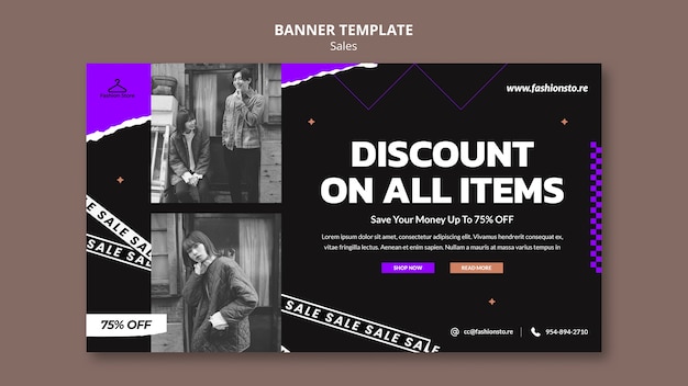Flat design banner sale template